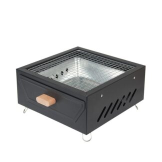 Outdoor Camping Grill|Tragbarer quadratischer Holzkohlegrill|Garten-Feuerstelle zum Grillen & Teekochen|Pflegeleicht mit herausziehbarer Ascheschublade