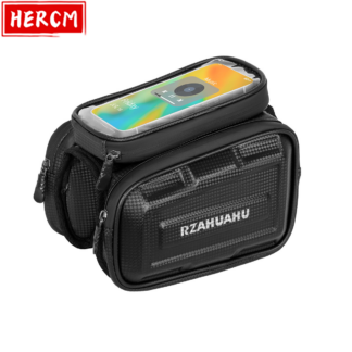 Fahrrad-Oberrohrtasche | Hartschalen Rahmen-Doppeltasche mit Touchscreen-Handyfach – MTB & Rennrad Ausrüstung