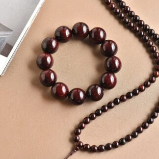 Indisches Rosenholz Mala (Mud-Material)|Hochölige Glas-Optik & Premium-Altholz|6 mm · 28 Perlen Unisex-Armband
