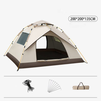 Automatisches Campingzelt für 3–4 Personen – Schnellaufbau, 2 Türen & 2 Fenster, Leicht & Stabil
