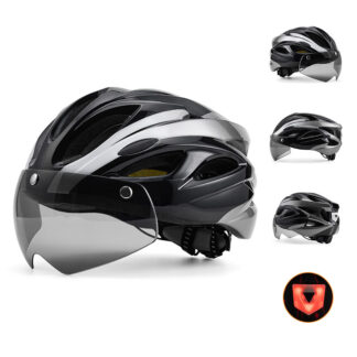 Fahrradhelm mit magnetischem Visier – Leichter, atmungsaktiver Einteiler mit Rücklicht für Rennrad & MTB