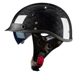Carbon Motorrad Halbhelm – Leichter Retro-Helm mit integriertem Sonnenvisier für Roller & Motorrad