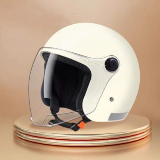 Winter-Halbhelm mit robuster ABS-Schale, klarem regenfestem Visier, ca. 1000 g – ideal für E-Bike und Motorrad im Herbst und Winter.