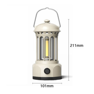 Retro Camping Laterne im römischen Säulendesign – 250 Lumen LED Zeltlampe, Stufenlos Dimmbar, IPX4, Warmes Licht für Outdoor & Camping